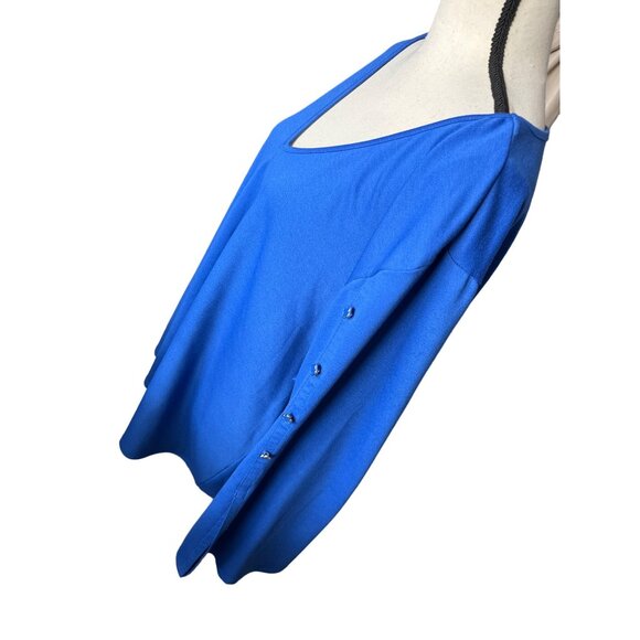 Melissa Paige Blouse Blue Bell Split Charm Sleeves V Neck Pullover 3X - Picture 4 of 7